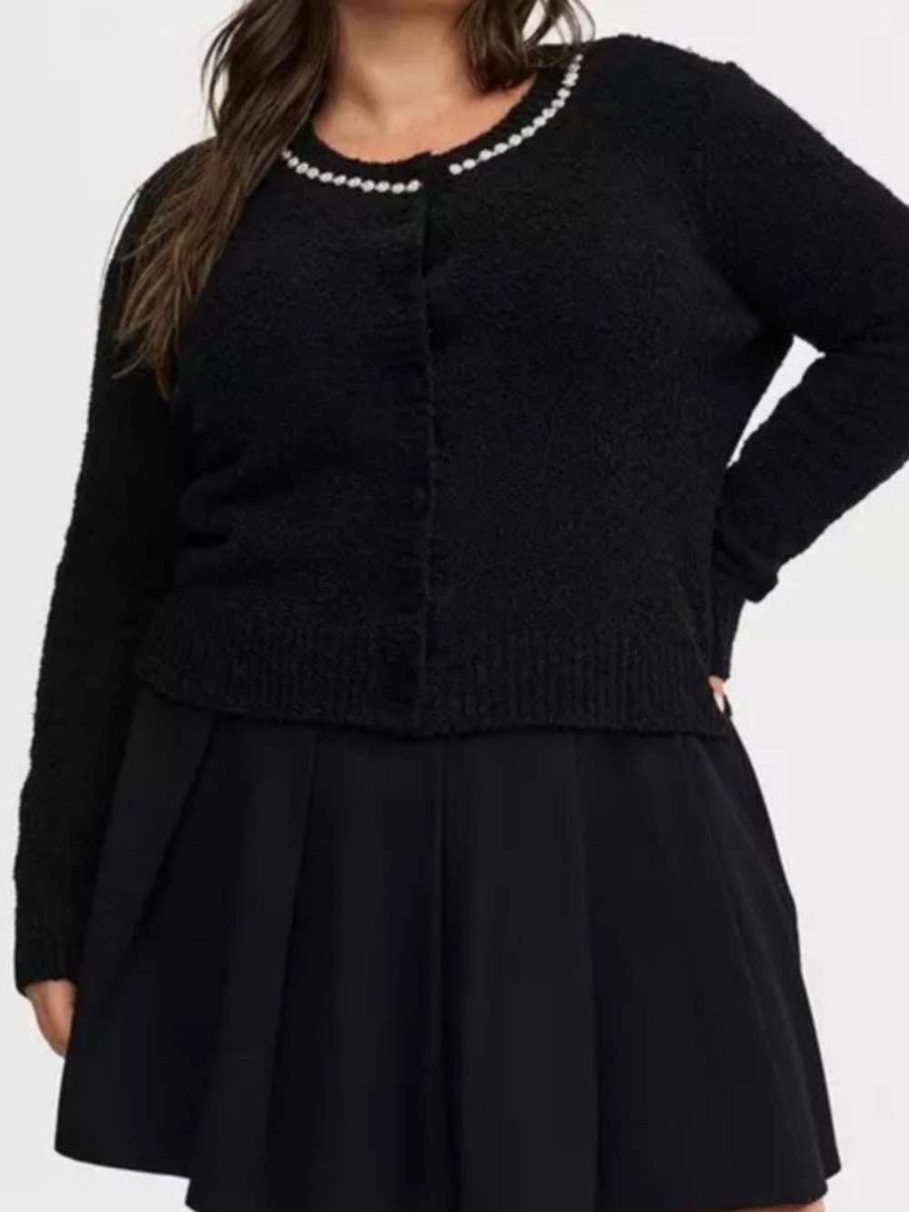 Torrid Boucle Embellished Crew Neck Cardigan 3X